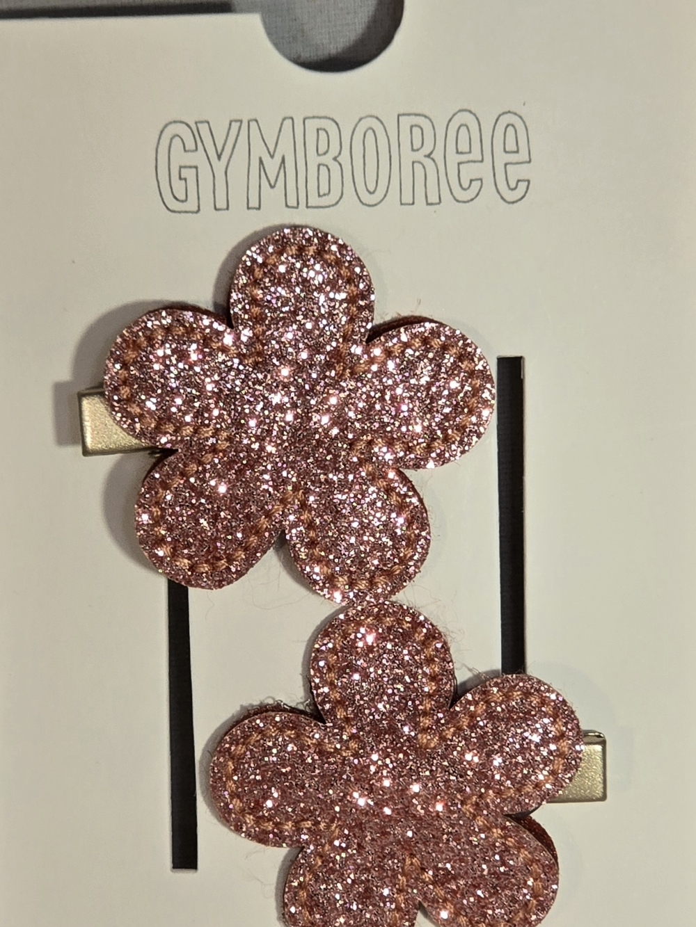 Gymboree Pink Glitter Flower Hair Clips